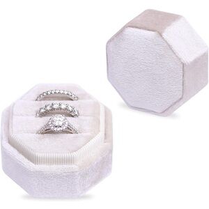 Champagne Octagonal Ring Box with 2 Slots